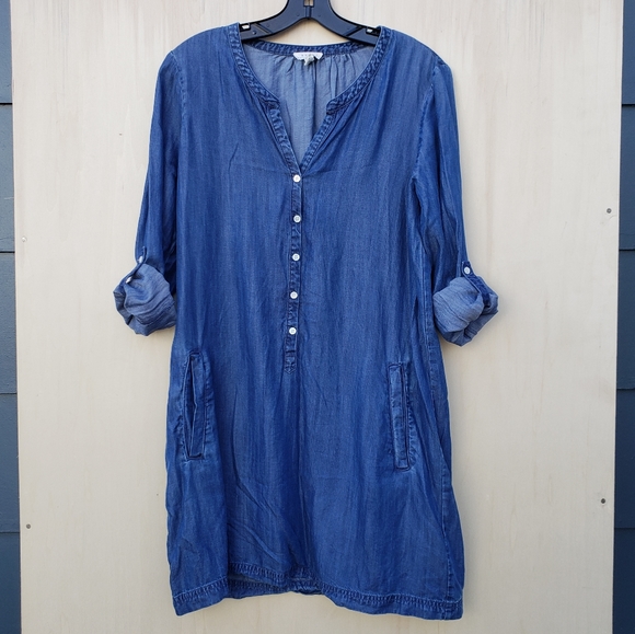 Soft Joie Long Sleeve Eugine Chambray Shirt Dress - XS - Picture 2 of 11